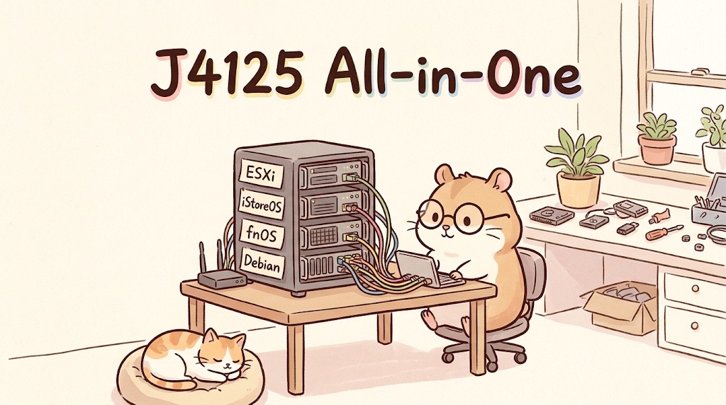 J4125 全闪 All-in-One 折腾笔记:ESXi + iStoreOS + 飞牛 + Debian + Windows Server